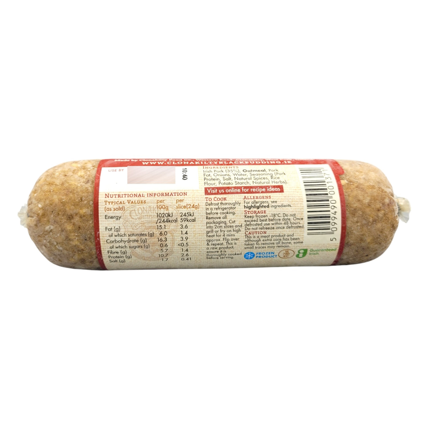 Clonakilty White Pudding 280g ingredients